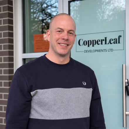 Shane Smith, founder of Copperleaf Build, outside the Copperleaf Developments Ltd. office